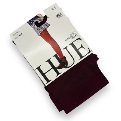 HUE Currant Purple Luster Control Top Tights Womens Size 1 ~ 1 Pair New